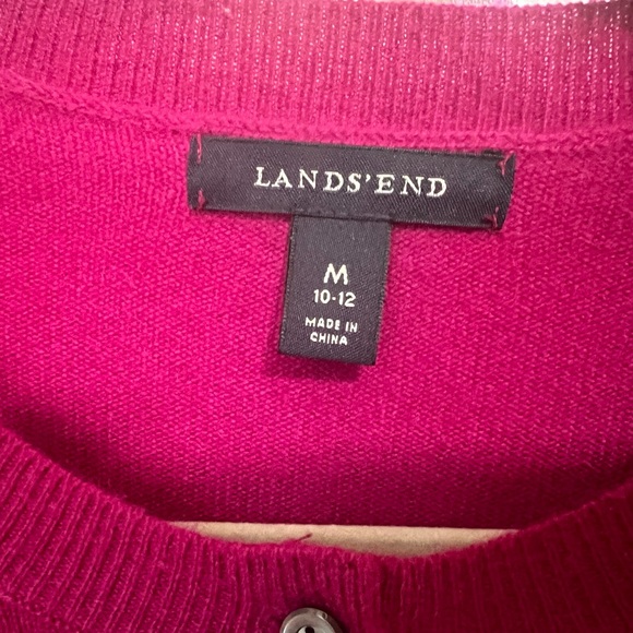 Lands' End Cashmere Women's Vibrant Pink Cardigan - Picture 3 of 5